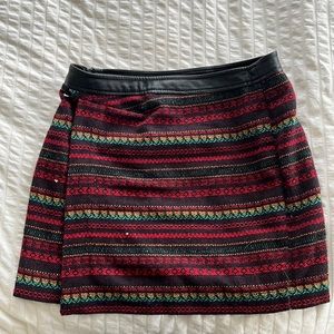 Navajo Leather Red Patterned A-Line Pencil Skirt